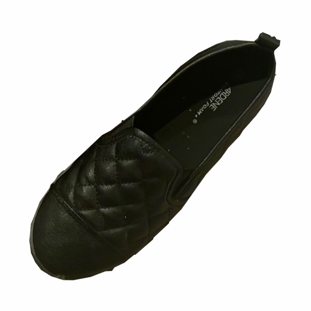 Ardenes Black Comfort Foam Faux Leather Slip-Ons